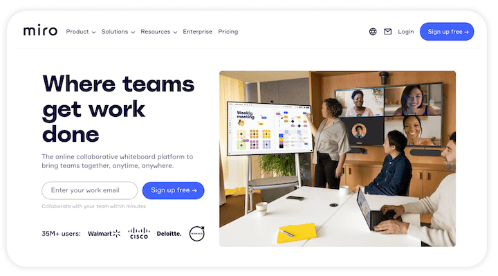 Homepage of Miro Showcasing Clear CTA.