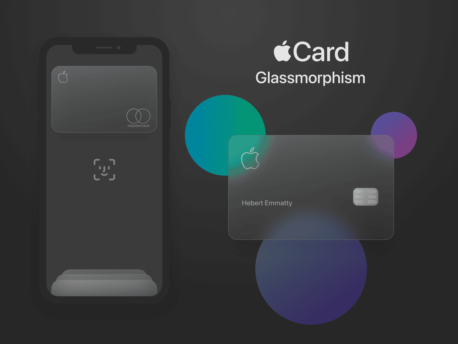 Card with glassmorphic design.