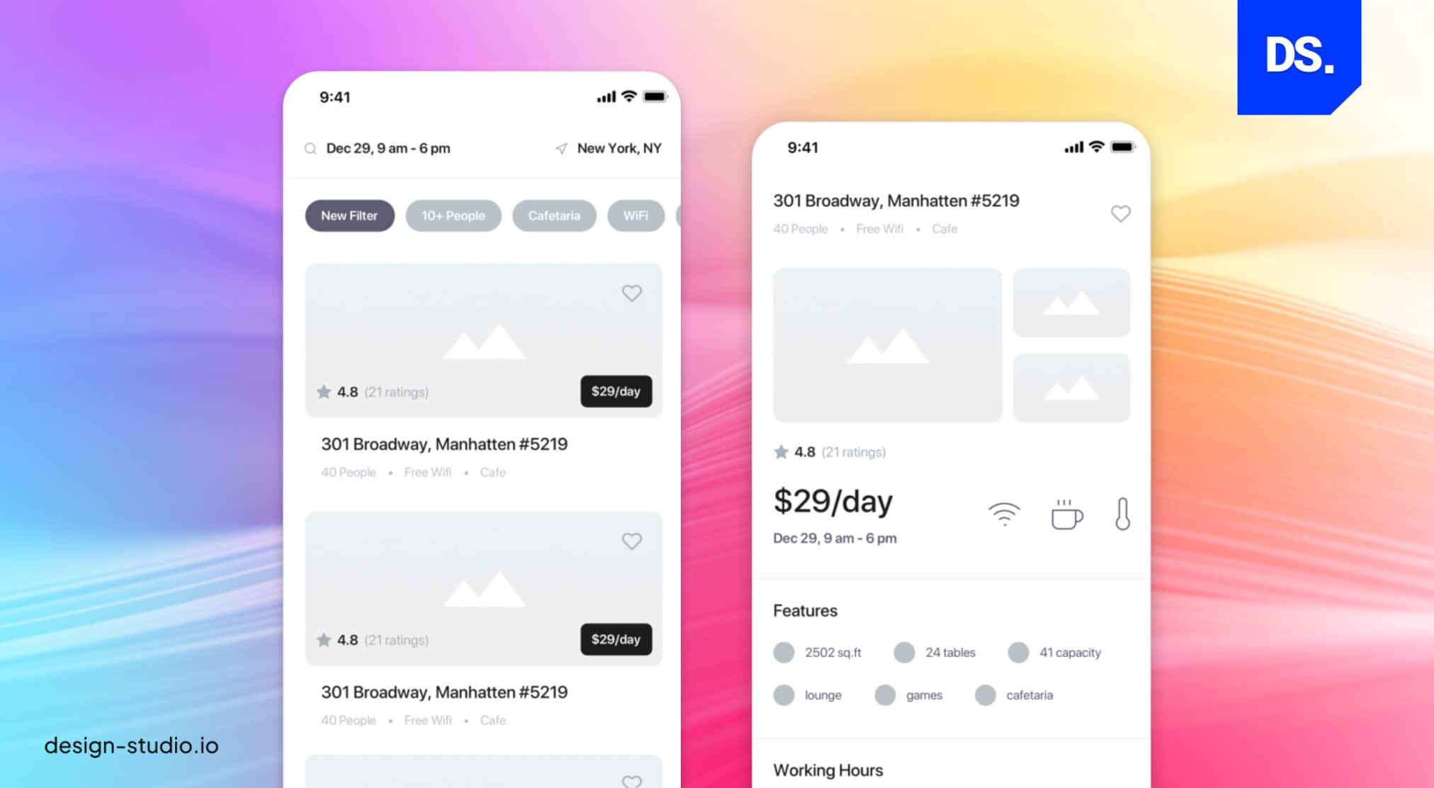 Wireframe design for mobile design.