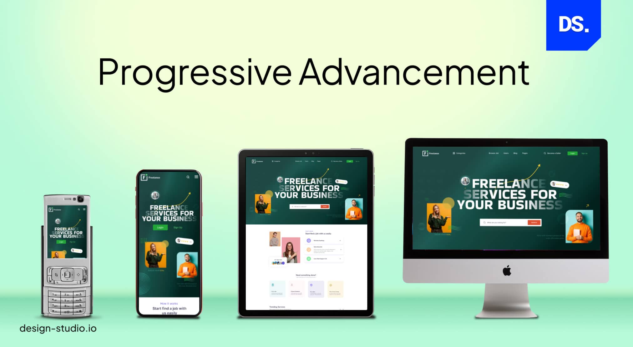 Progressive Advancement in mobile-first webdesign.