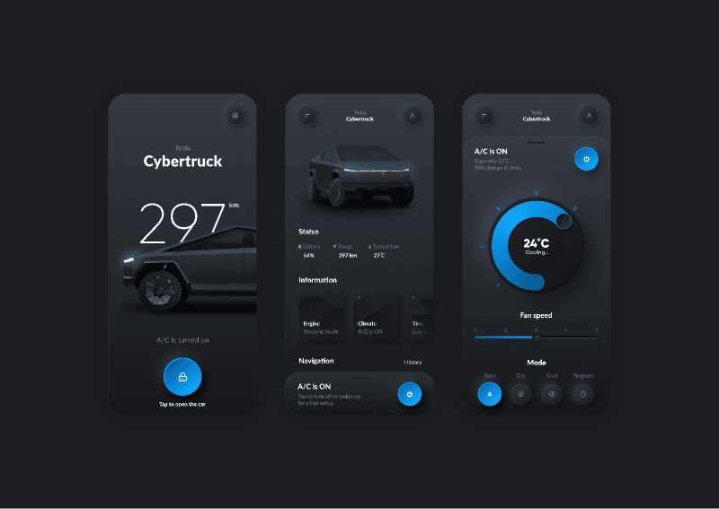 Tesla App Neumorphism UI