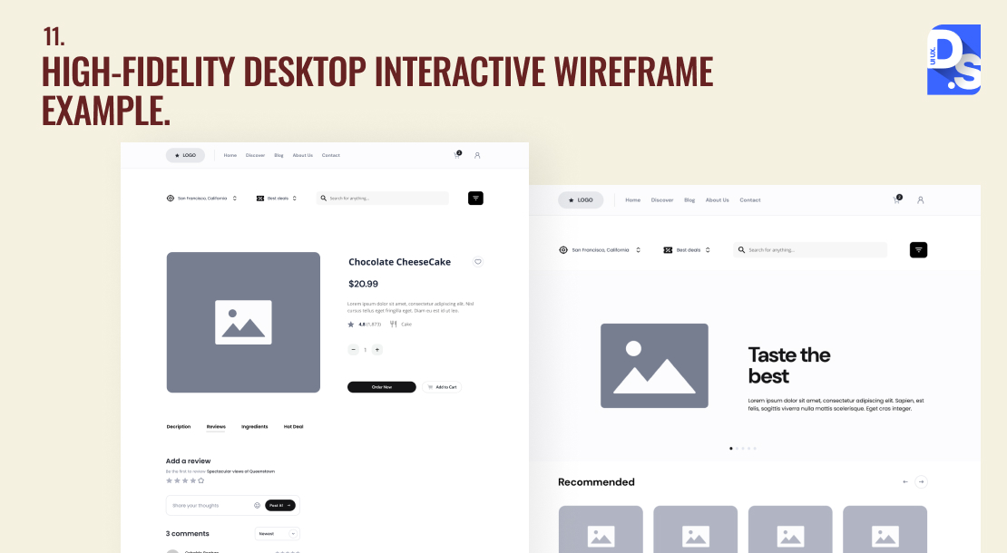 High-Fidelity Desktop Interactive Wireframe Example