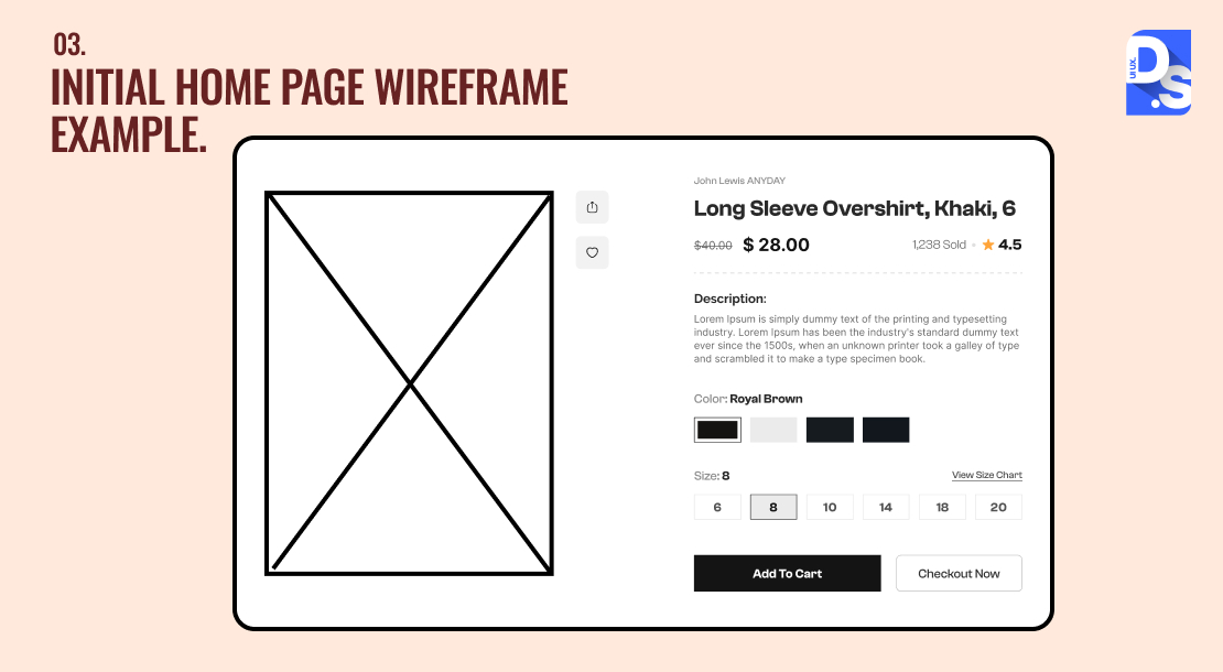 Initial Home Page Wireframe Example