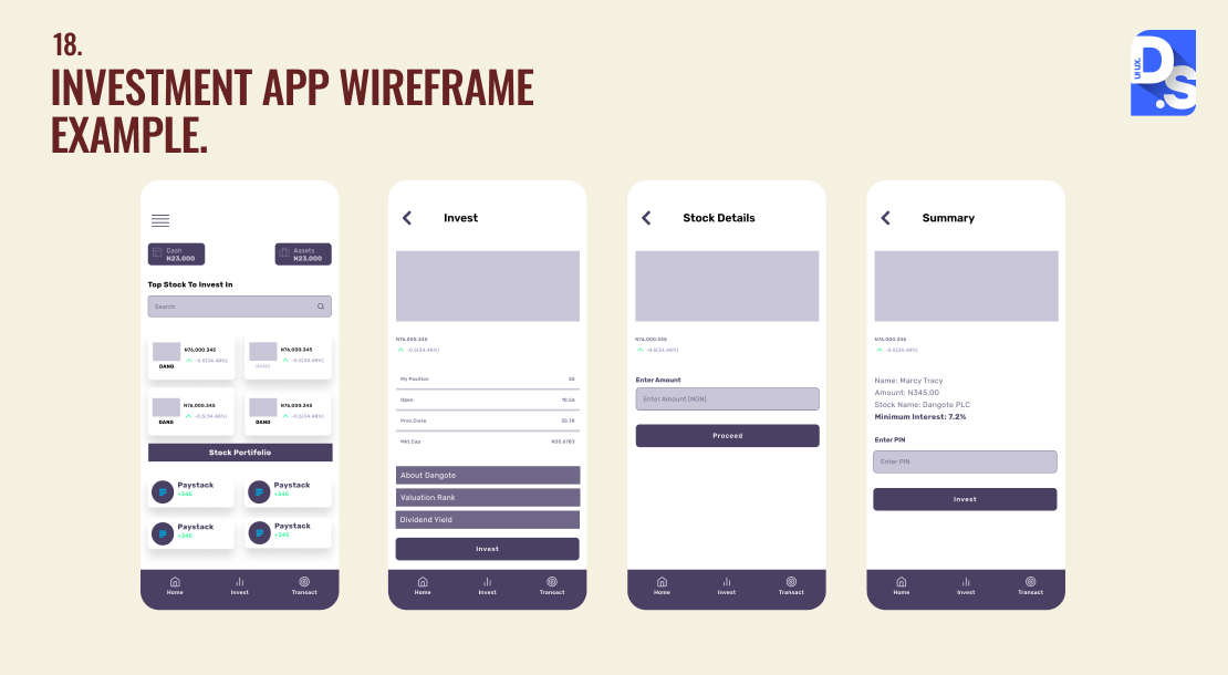 Investment App Wireframe Inspiration