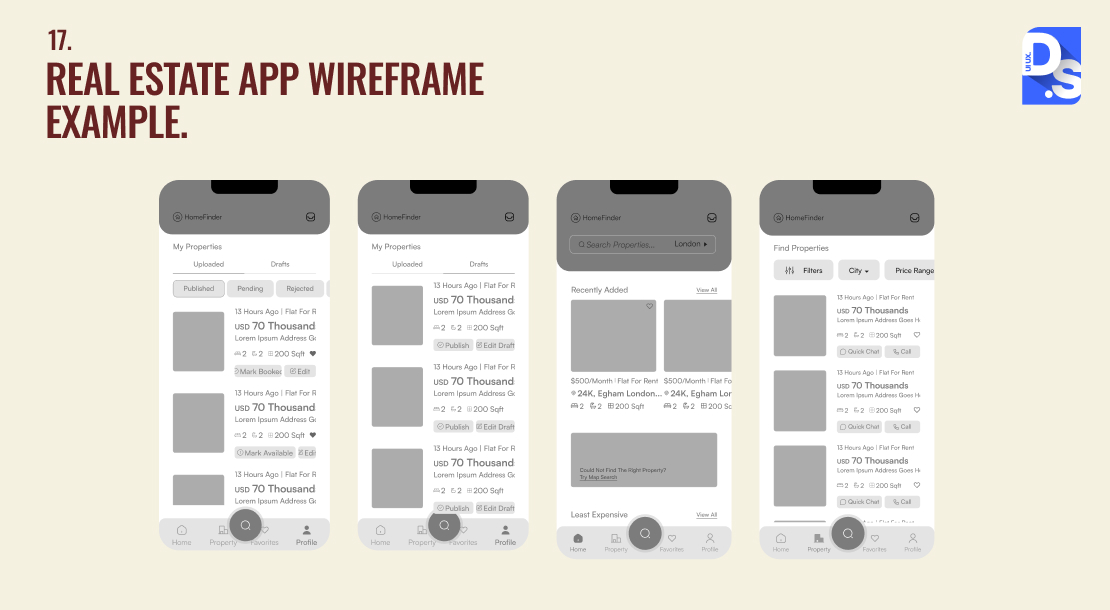 Real Estate App Wireframe Example