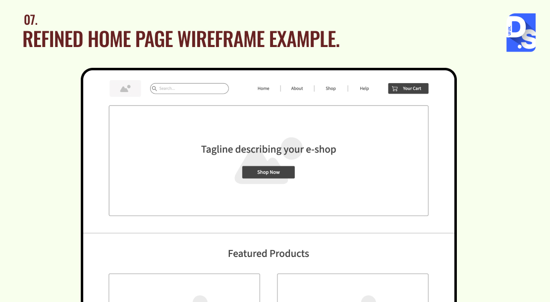 Refined Home Page Wireframe Example